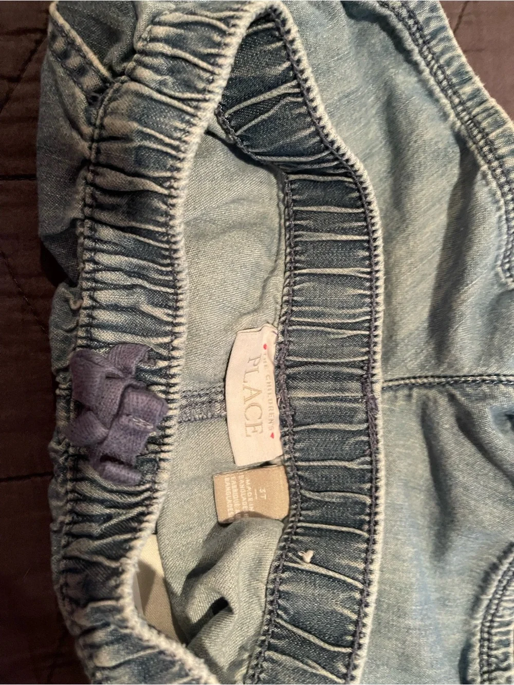 The Children's Place Light Blue Denim Shorts with Purple Bow